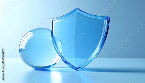Transparent Shield and Sphere Representing Protection and Security