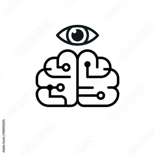 AI監視のシンプル線画アイコン