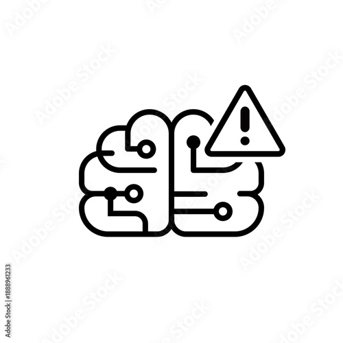 AI警告のシンプル線画アイコン