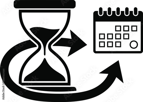 Time Management Hourglass and Calendar Scheduling | Efficient Vector Illustrator Concept