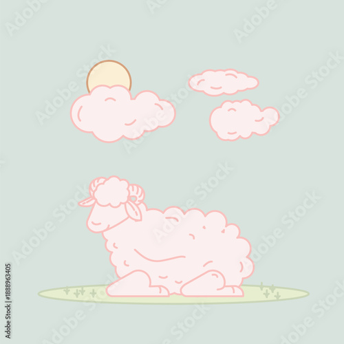 vector illustrate of Goat stay under the sun