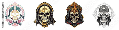 Wallpaper Mural Ornate gothic skull illustration set with a transparent background Torontodigital.ca
