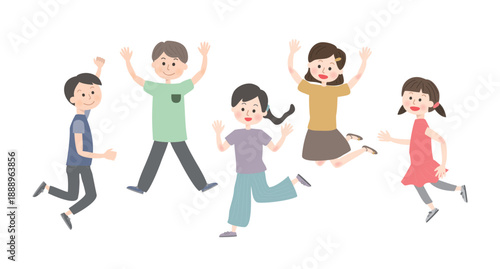 ジャンプしている子供たち