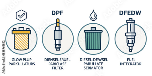 Automotive Parts Diagram: Glow Plugs, Fuel Filters, and Injectors Illustrated