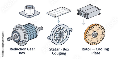 Electric Motor Components Diagram, Industrial Parts and Machinery Details