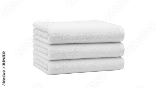 Stack of white towels isolated on transparent background