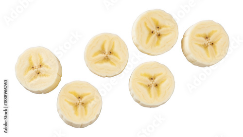 Sliced banana pieces isolated on transparent background