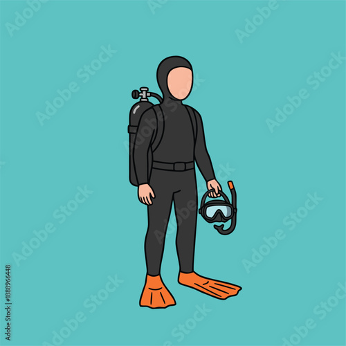 Scuba Diver Ready for Underwater Exploration.