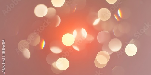A vibrant display of shimmering light bokeh on a warm pinkish orange background