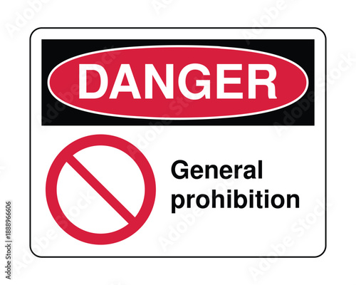 Danger General Prohibition Sign - Universal Red Prohibitory Safety Icon for Restricted Actions