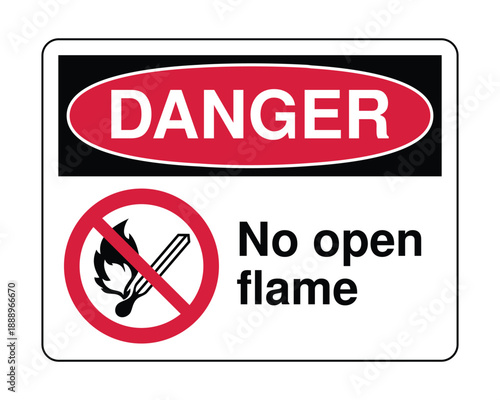 Danger No Open Flame Sign - Prohibitory Safety Icon for Fire Prevention and Flammable Hazard Zones