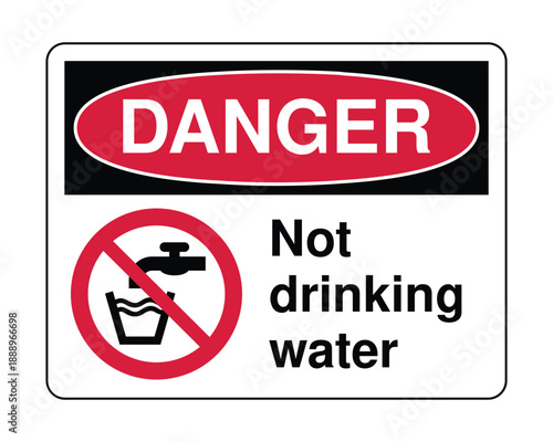 Danger Not Drinking Water Sign - Prohibitory Safety Icon for Non-Potable Water Sources and Facility Compliance