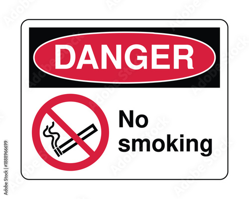 Danger No Smoking Sign - Prohibitory Safety Icon for Tobacco-Free Zones and Fire Prevention Compliance
