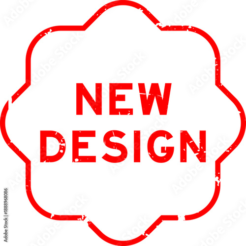 Grunge red new design word square rubber seal stamp on white background