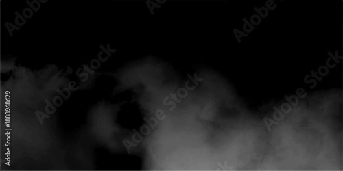 Abstract white and gray isolated cloud cumulus clouds. Black and white smoky abstract background reminiscent of smoke and fog. White smoke on black color abstract background, smoke overlay effect on.