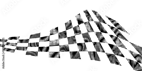 Race flag grunge background, car rally or motocross finish flag with vector checker pattern. Grunge race flag for car racing sport or bike speedway, motorsport