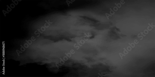 Abstract white and gray isolated cloud cumulus clouds. Black and white smoky abstract background reminiscent of smoke and fog. White smoke on black color abstract background, smoke overlay effect on.