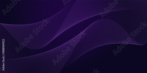Dot blue purple wave line light gradient dark background. Abstract technology big data digital background.