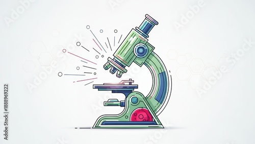 Modern Scientific Microscope Line Art Illustration