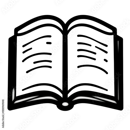 Open book illustration with simple line art style