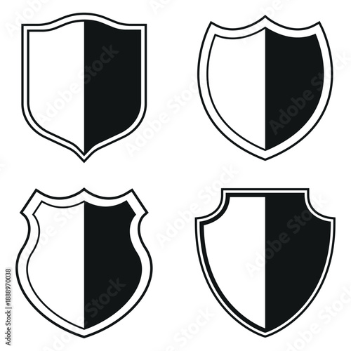 Illustration shield icon set. Simple set of shield vector icons for web design isolated on white background