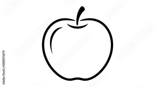 Apple Outline Icon - Simple Fruit Vector Graphic Design