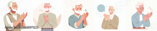 Vector Illustration of a Elderly Man Clapping Hands
