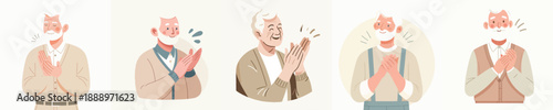 Vector Illustration of a Elderly Man Clapping Hands