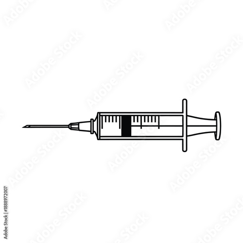 Vector illustration icon a detailed illustration of a medical syringe with needle and measurement markings