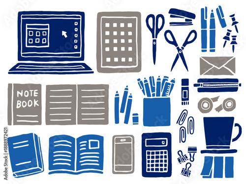 デスクまわりのイラストセット