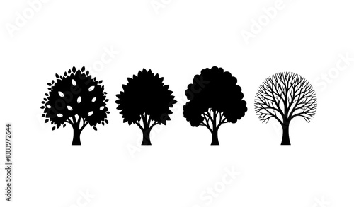 Minimal tree silhouette sequence seasonal change growth vector set