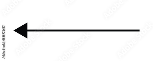 Black left pointing arrow icon isolated on white background thin minimalist triangle head directional sign for navigation web interface design element.