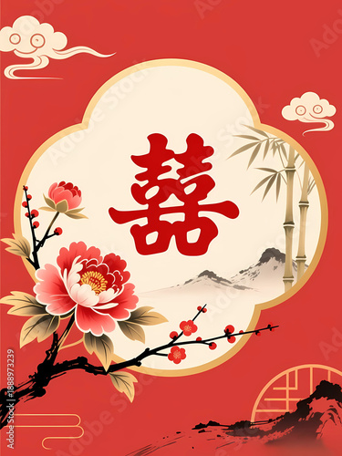 wedding card with floral ornament