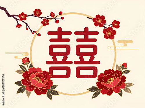 wedding card with floral ornament