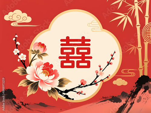 wedding card with floral ornament