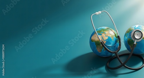 World health day global health awareness with stethoscope and earth