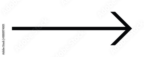 Black right pointing arrow icon isolated on white background thin minimalist line art directional sign for navigation web interface design element.