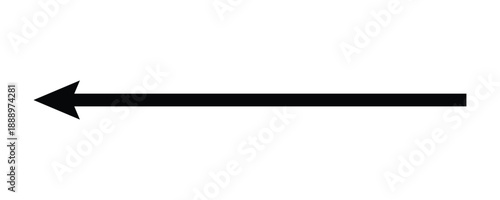 Tablou pe pânză Black left pointing arrow icon isolated on white background sharp tapered minimalist directional sign for navigation web interface design element