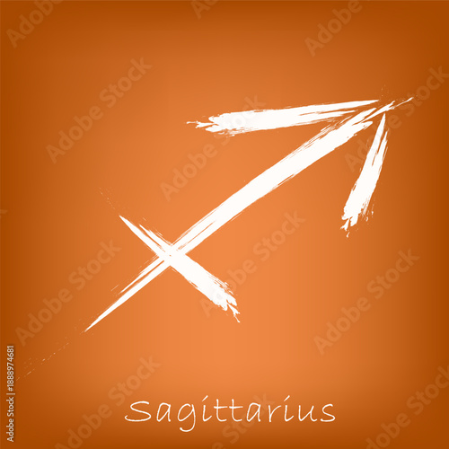 Sagittarius Icon Vector. Zodiac Symbol Isolated on Orange Background. Sun Sign. Horoscope Concept. Astrology.