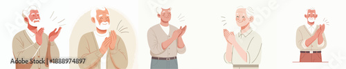 Vector Illustration of a Elderly Man Clapping Hands