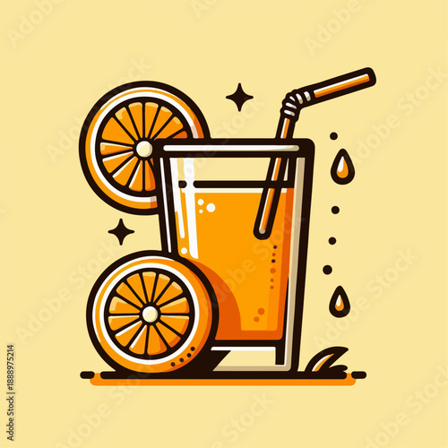 Fresh orange juice vector illustration