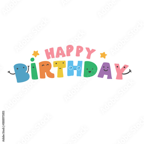 Happy Birthday Wishing Colorful and Cute Font Design