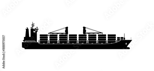 Cargo Ship Silhouette Illustration
