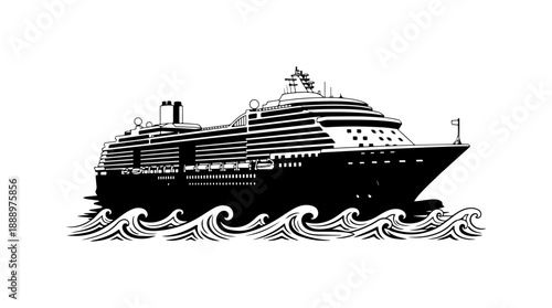 Cruise Ship Sailing on Waves