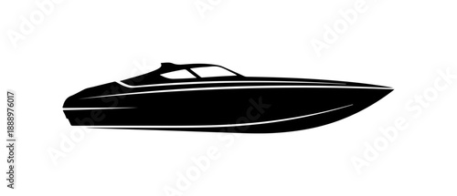 Modern Black Speedboat Illustration