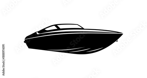 Modern Black Speedboat Illustration