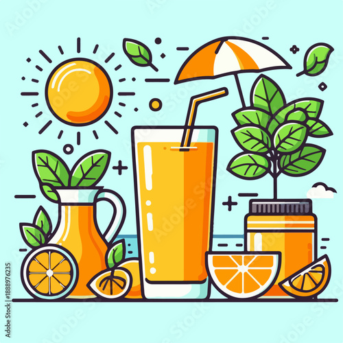 orange juice and fruits