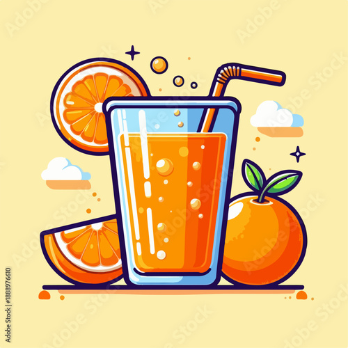 Fresh orange juice vector illustration