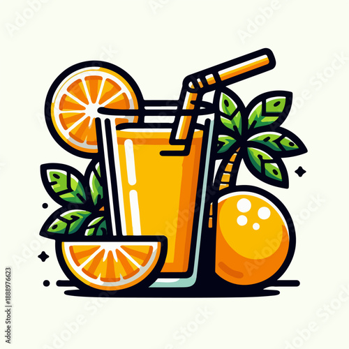 Fresh orange juice vector illustration