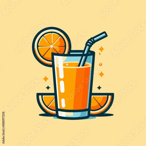 Fresh orange juice vector illustration
